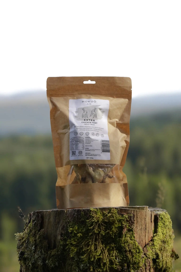 Ekstra frysetørkede kyllingføtter - 200g - Hokuō®  |  Pawesomeday.no
