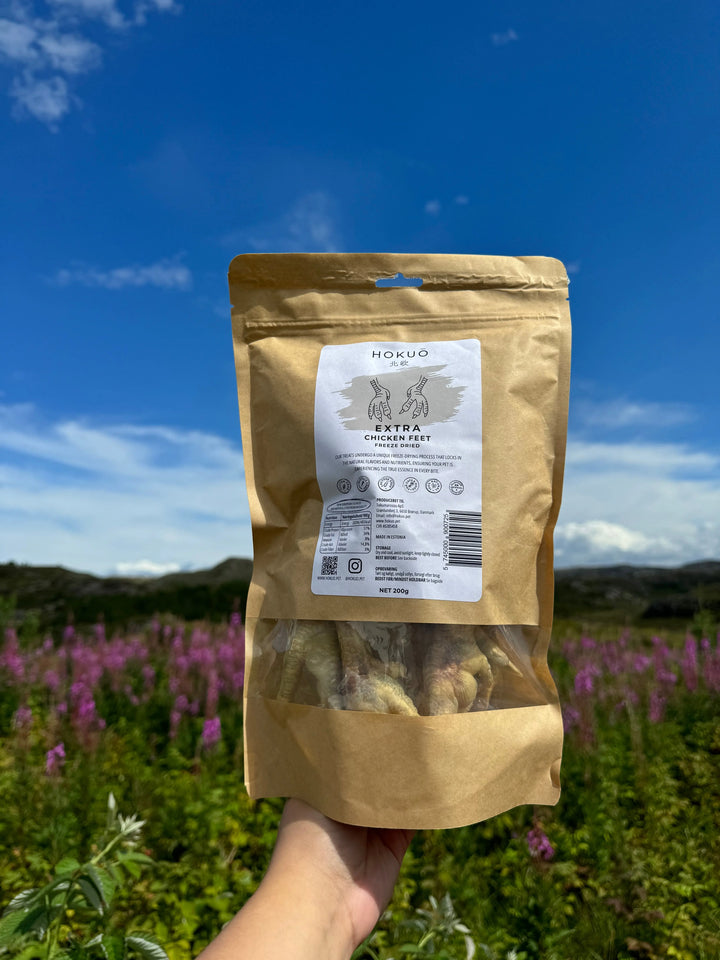 Ekstra frysetørkede kyllingføtter - 200g - Hokuō™  |  Pawesomeday.no