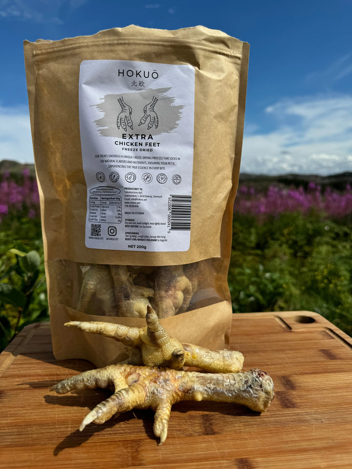 Ekstra frysetørkede kyllingføtter - 200g - Hokuō™  |  Pawesomeday.no