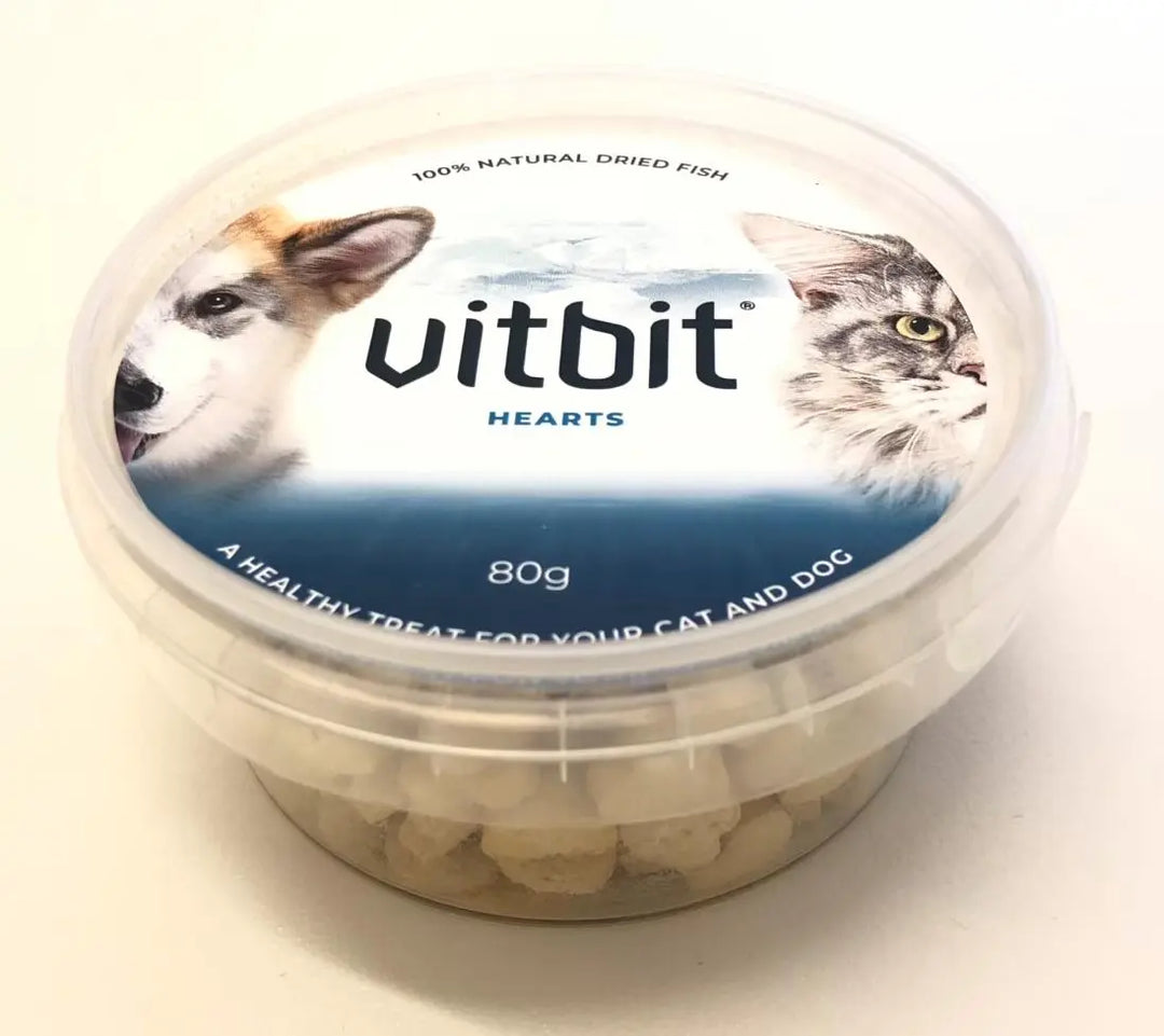 Vitbit Hearts 80g 100% Naturlig Tørket Fisk  |  Pawesomeday