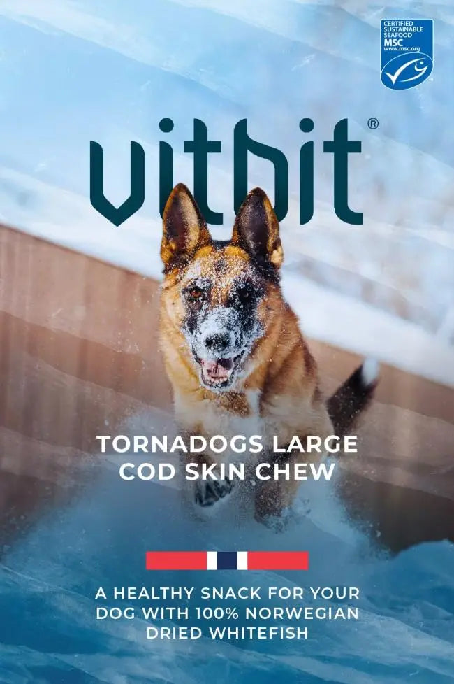 Vitbit Tornadogs Wrap Large 5stk M/Torsk ca. 100g  |  Pawesomeday