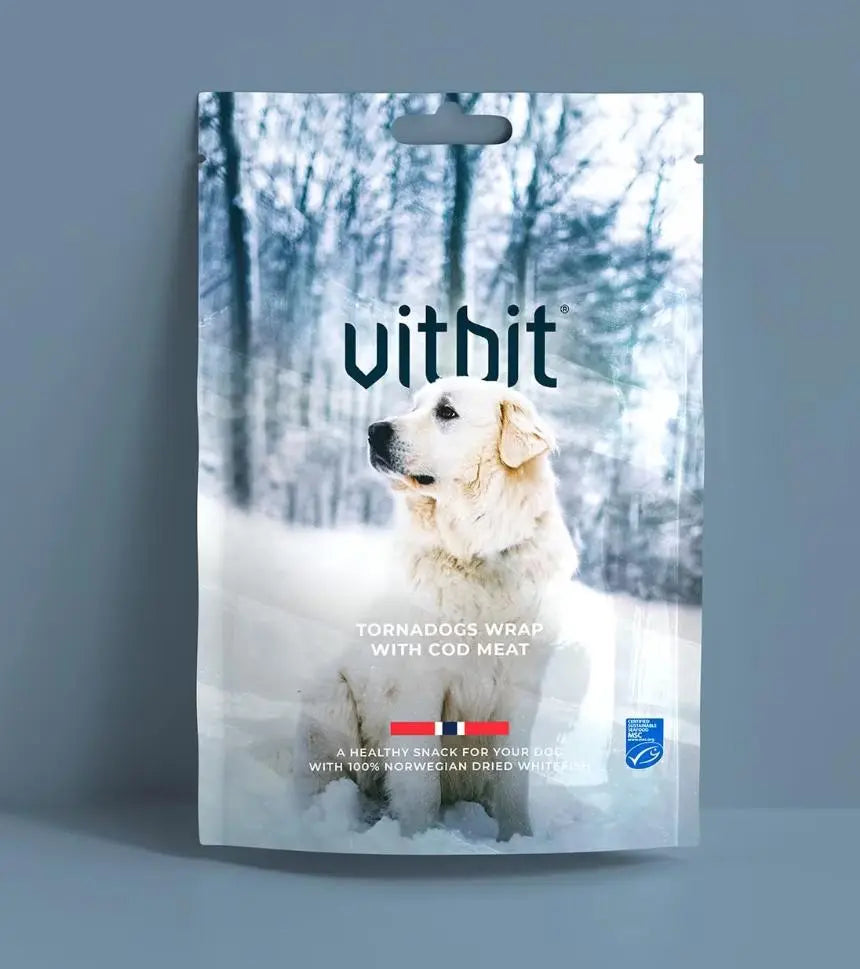 Vitbit Tornadogs Wrap m/Torsk 100g  |  Pawesomeday