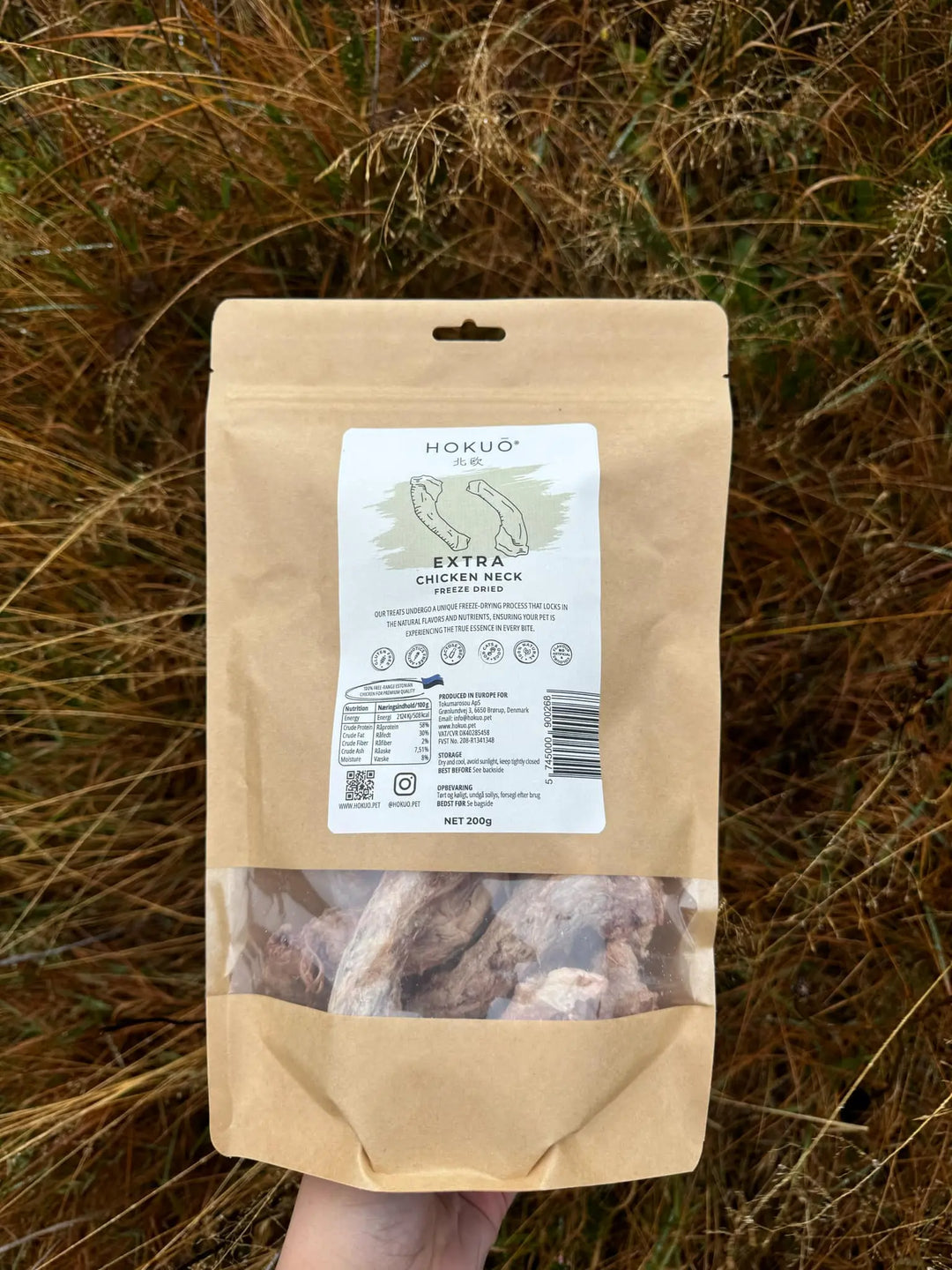 Ekstra frysetørkede kyllingnakker - 200g - Hokuō®  |  Pawesomeday.no