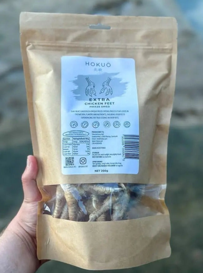 Ekstra frysetørkede kyllingsføtter - 200g - Hokuō™  |  Pawesomeday.no