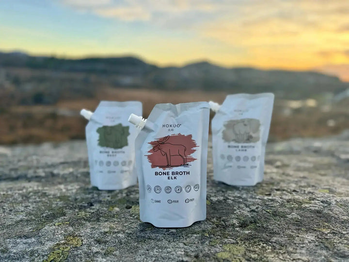 Hokuō® beinkraft til hund - Smak av Elg, storfe og lam - 400ml  |  Pawesomeday.no