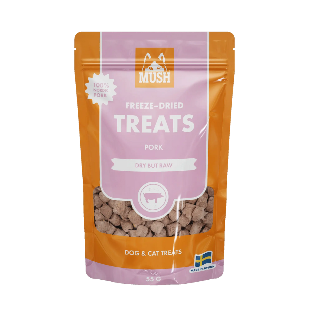 MUSH Treats Frysetørket Svin – Naturlige godbiter for hund og katt 🐾 | Pawesomeday.no