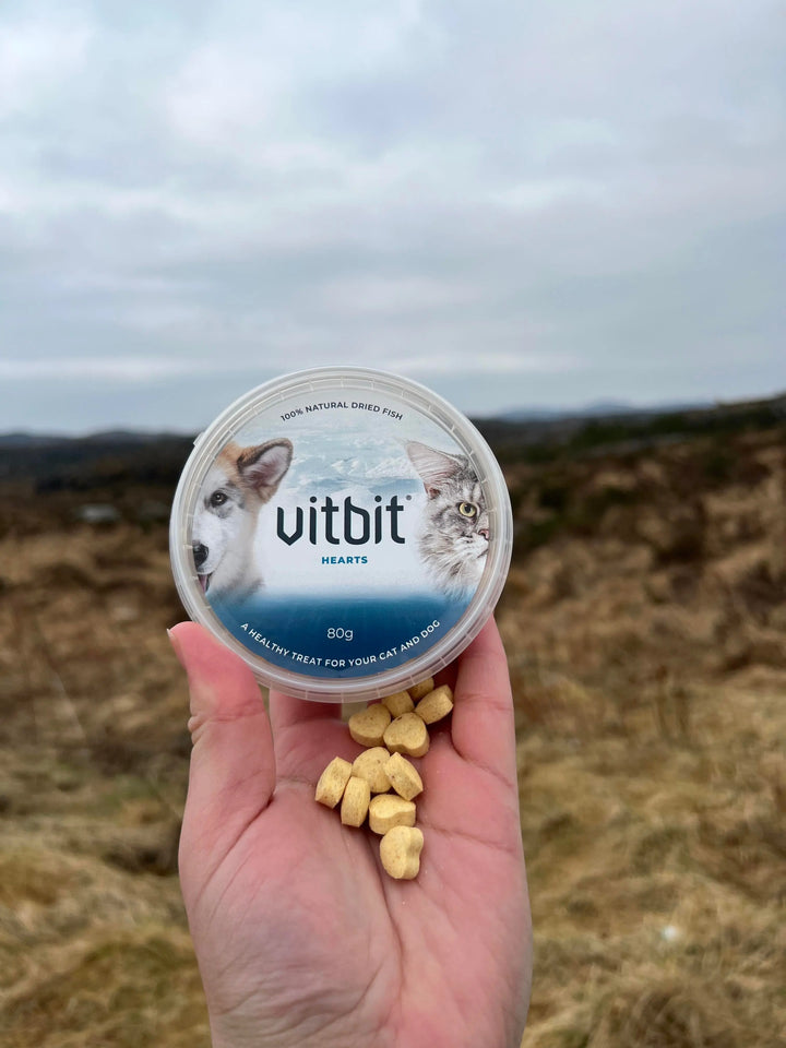 Vitbit Hearts 80g 100% Naturlig Tørket Fisk  |  Pawesomeday