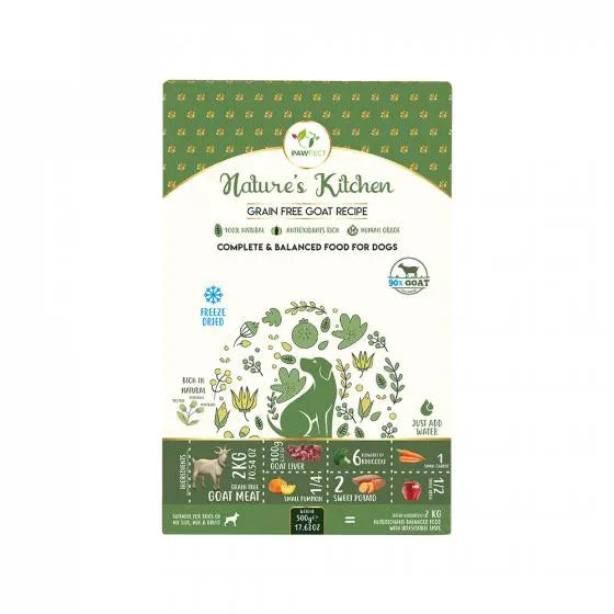 Pawfect Nature's Kitchen Frysetørket Mat for Hund – Geit  |  Pawesomeday.no