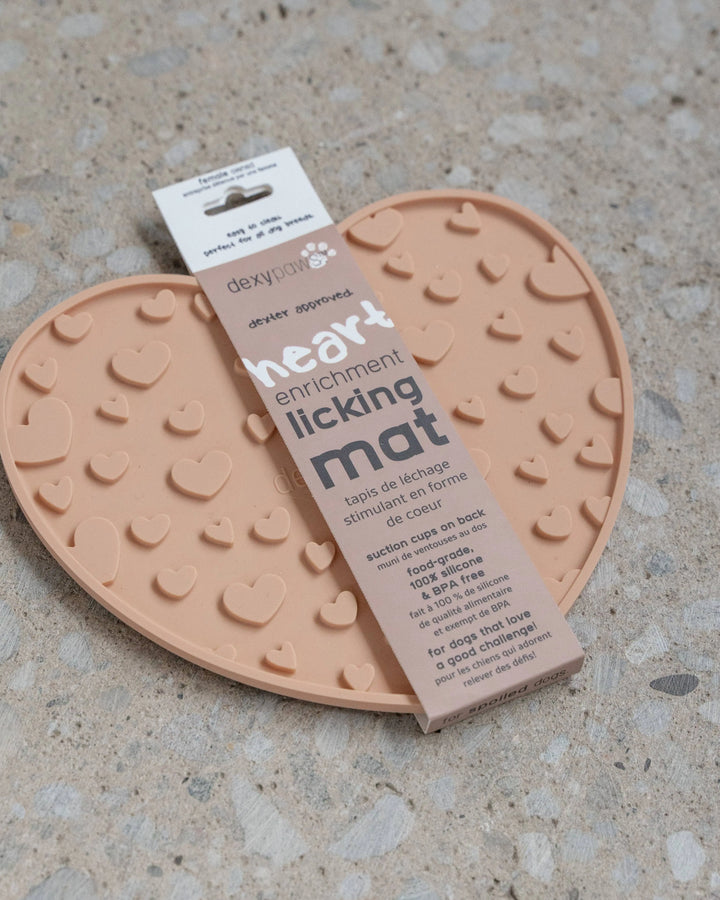 Heart Shaped Enrichment Lick Mat in Blush Pink  |  Pawesomeday