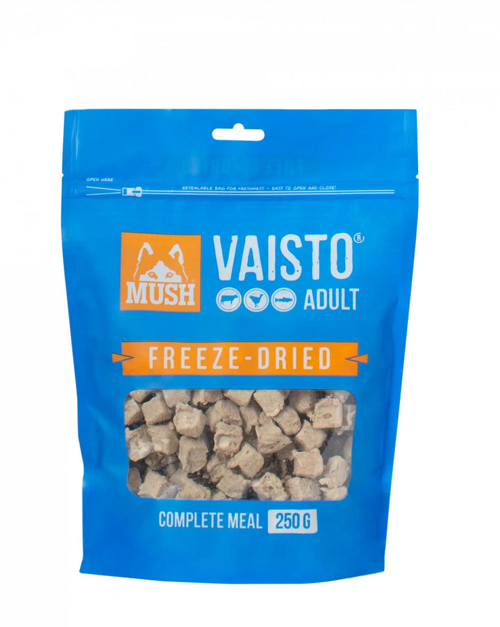 Mush Vaisto Frysetørket Hundefôr Storfe, Kalkun og Laks 800 g  |  Pawesomeday.no