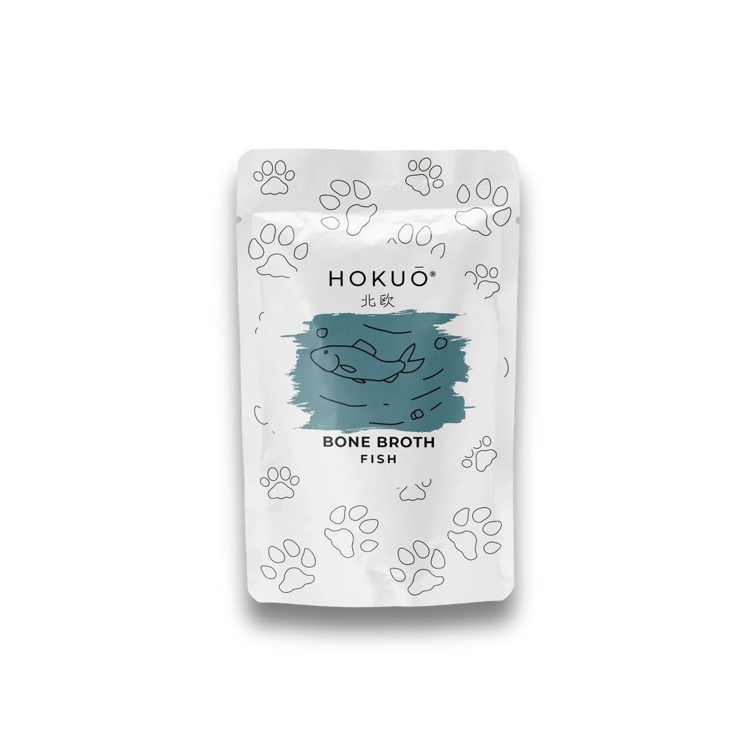 Hokuō® - Bone broth - Smak av fisk - 230ml og 100ml  |  Pawesomeday.no