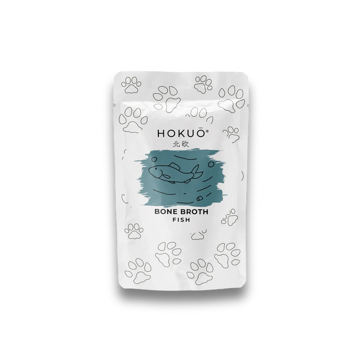 Hokuō® - Bone broth - Smak av fisk - 230ml og 100ml  |  Pawesomeday.no