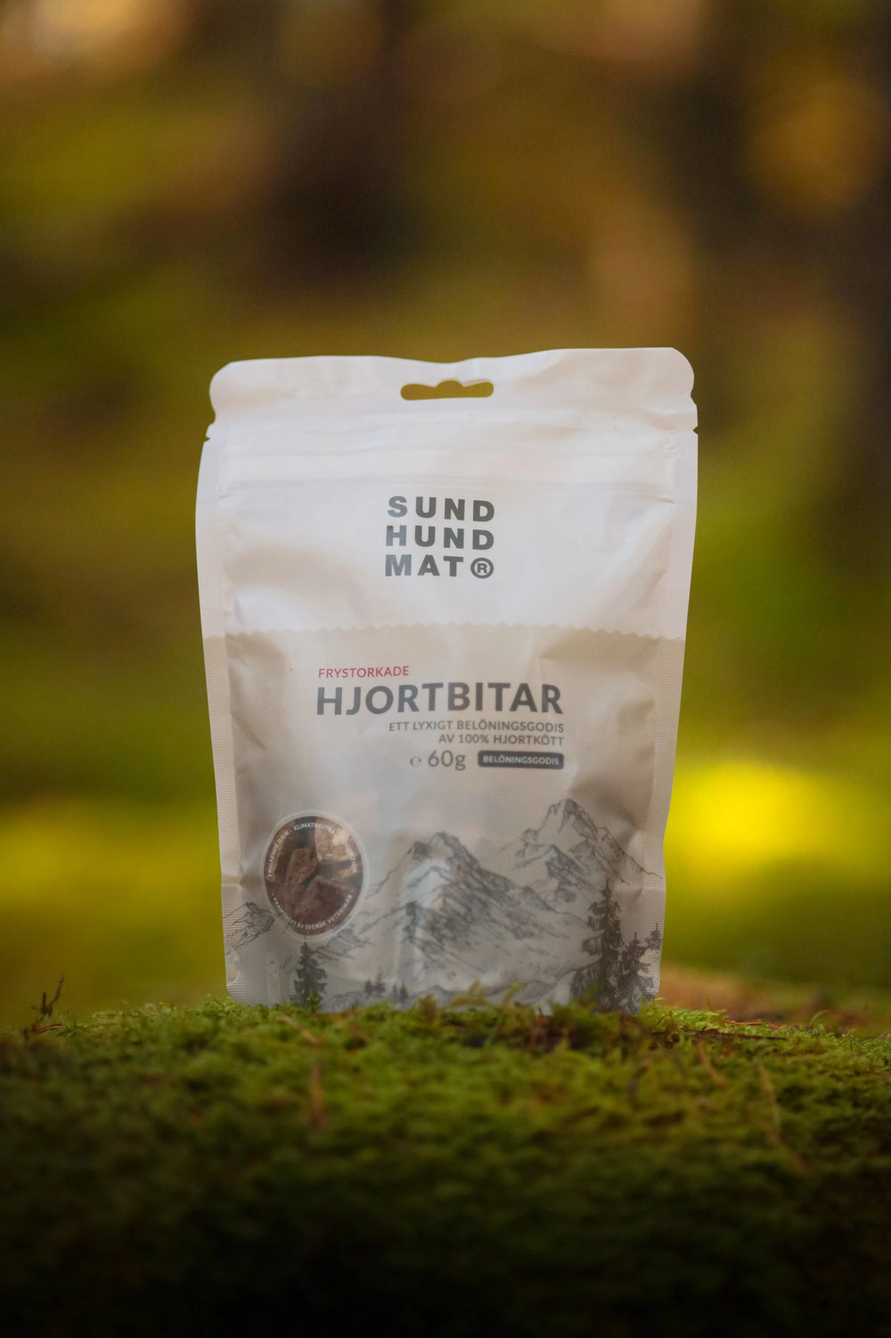 Frysetørkede hjortebiter 60g  |  Pawesomeday.no