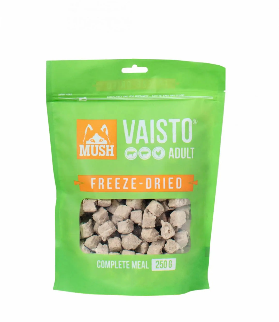 Mush Vaisto Frysetørket Hundefôr Storfe, svinekjøtt og kylling 250G  |  Pawesomeday