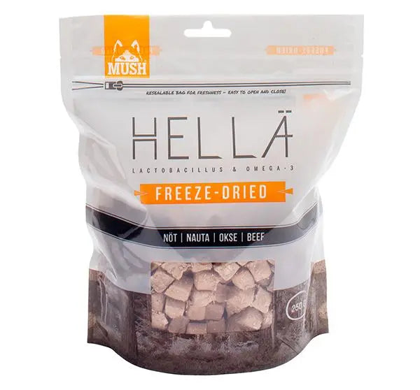 Mush Hellä Frysetørket hundefôr Okse 250 g | Pawesomeday