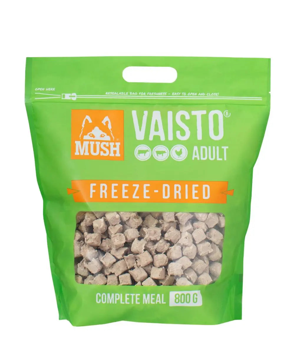 Mush Vaisto Frysetørket Hundefôr Storfe, svinekjøtt og kylling 800 g | Pawesomeday