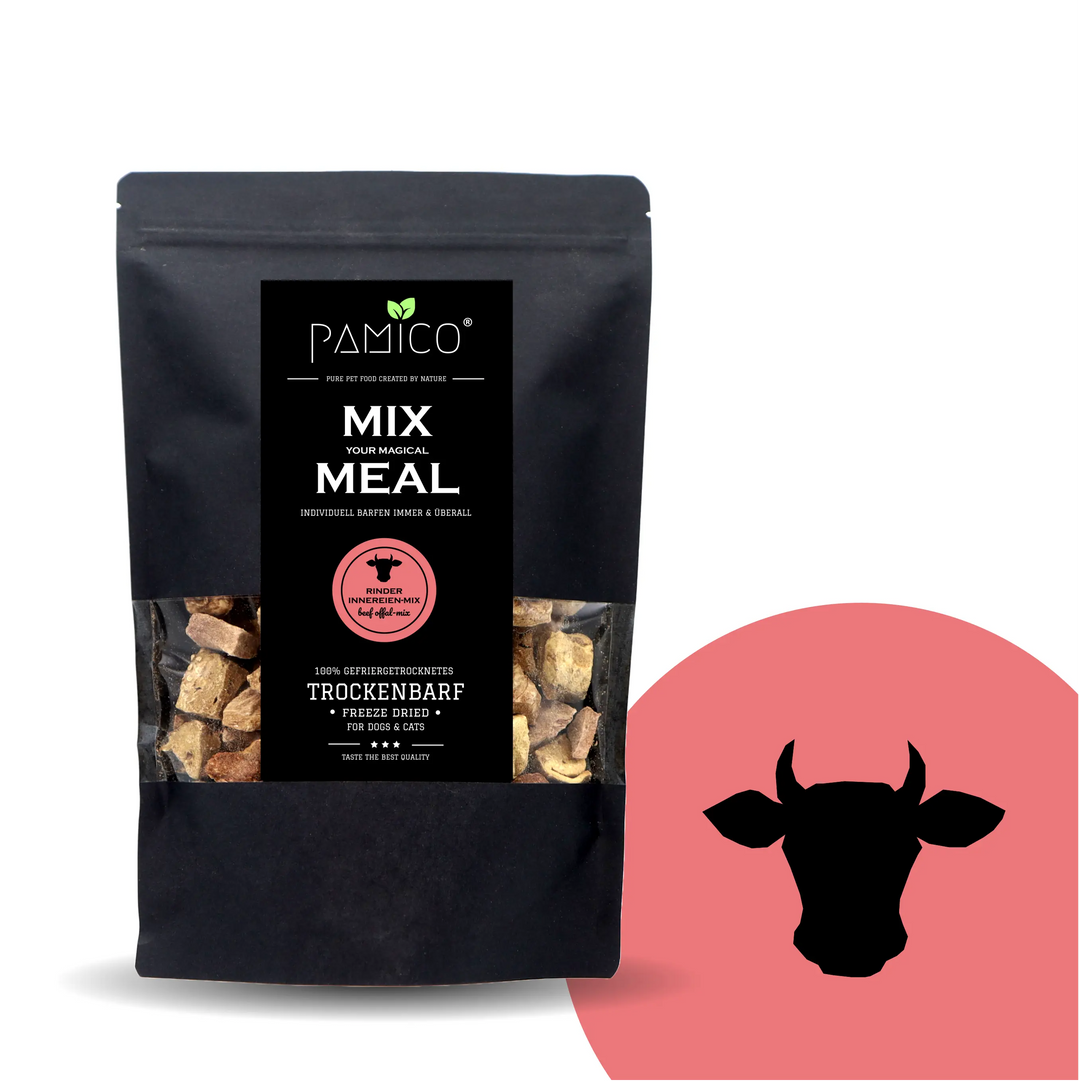 Frysetørket storfeinnmat-mix | Lever, nyre, milt, hjerte og lunge | Pamico  |  Pawesomeday.no