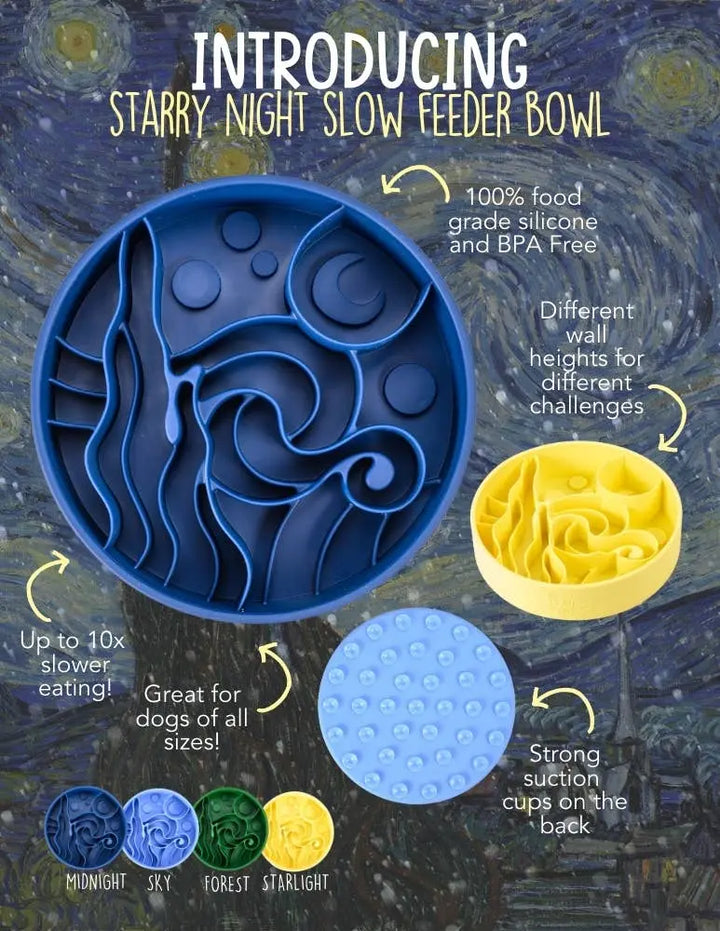 Starry Night Slow Feeder Bowl  |  Pawesomeday.no