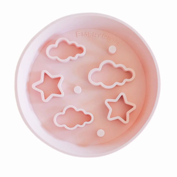 Star + Cloud Slow Feeder Bowl (Pink)  |  Pawesomeday.no