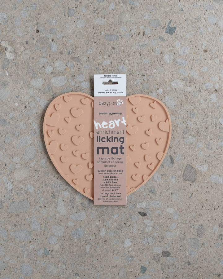 Heart Shaped Enrichment Lick Mat in Blush Pink  |  Pawesomeday