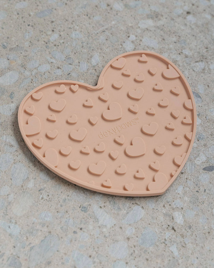 Heart Shaped Enrichment Lick Mat in Blush Pink  |  Pawesomeday