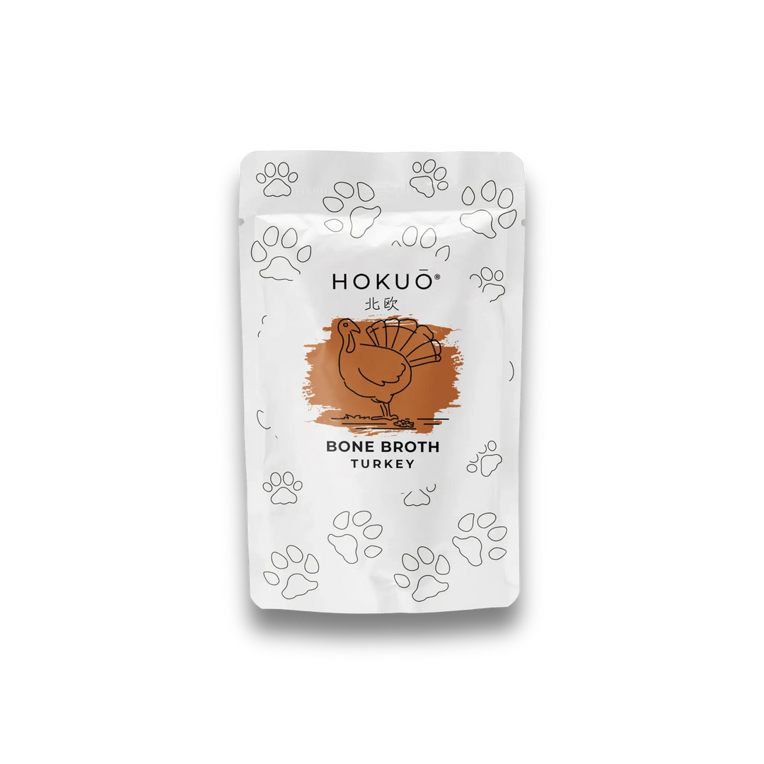 Hokuō® - Bone broth - Smak av kalkun - 230ml og 100ml  |  Pawesomeday.no