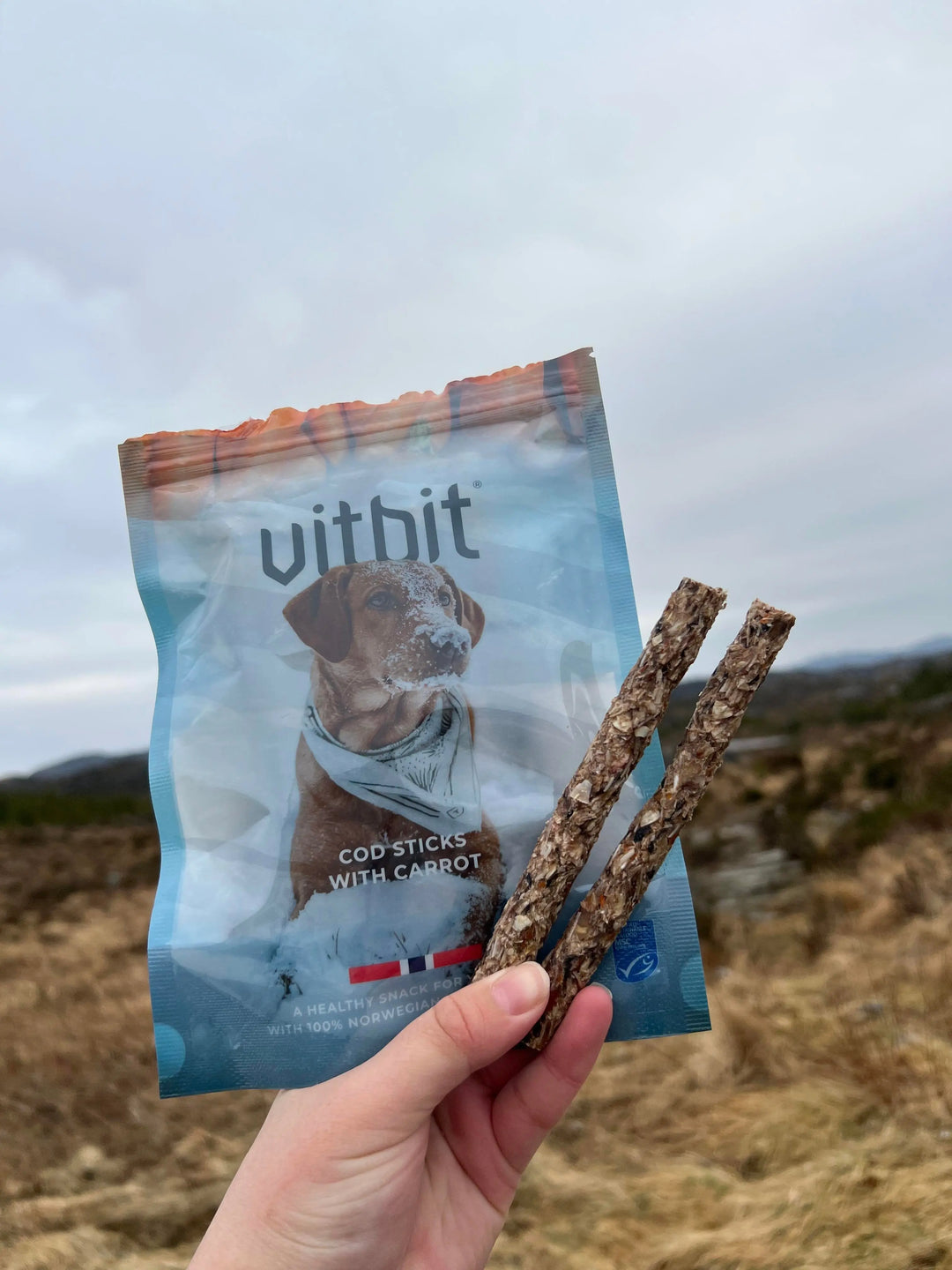 Vitbit Torske Sticks M/Gulrot 100g  |  Pawesomeday