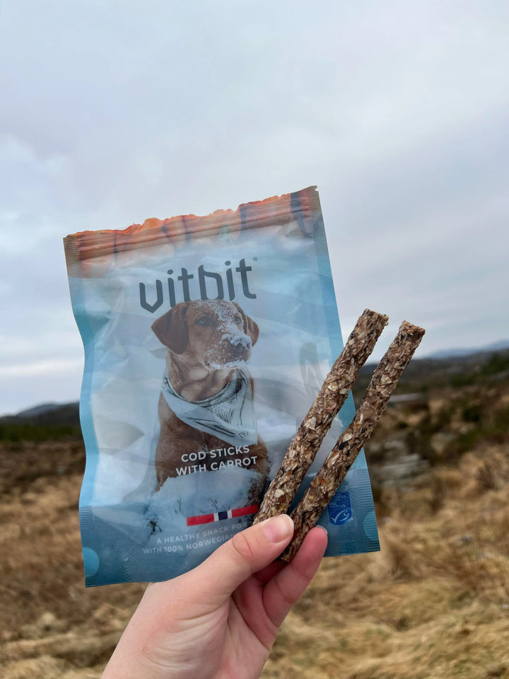 Vitbit Torske Sticks M/Gulrot 100g  |  Pawesomeday