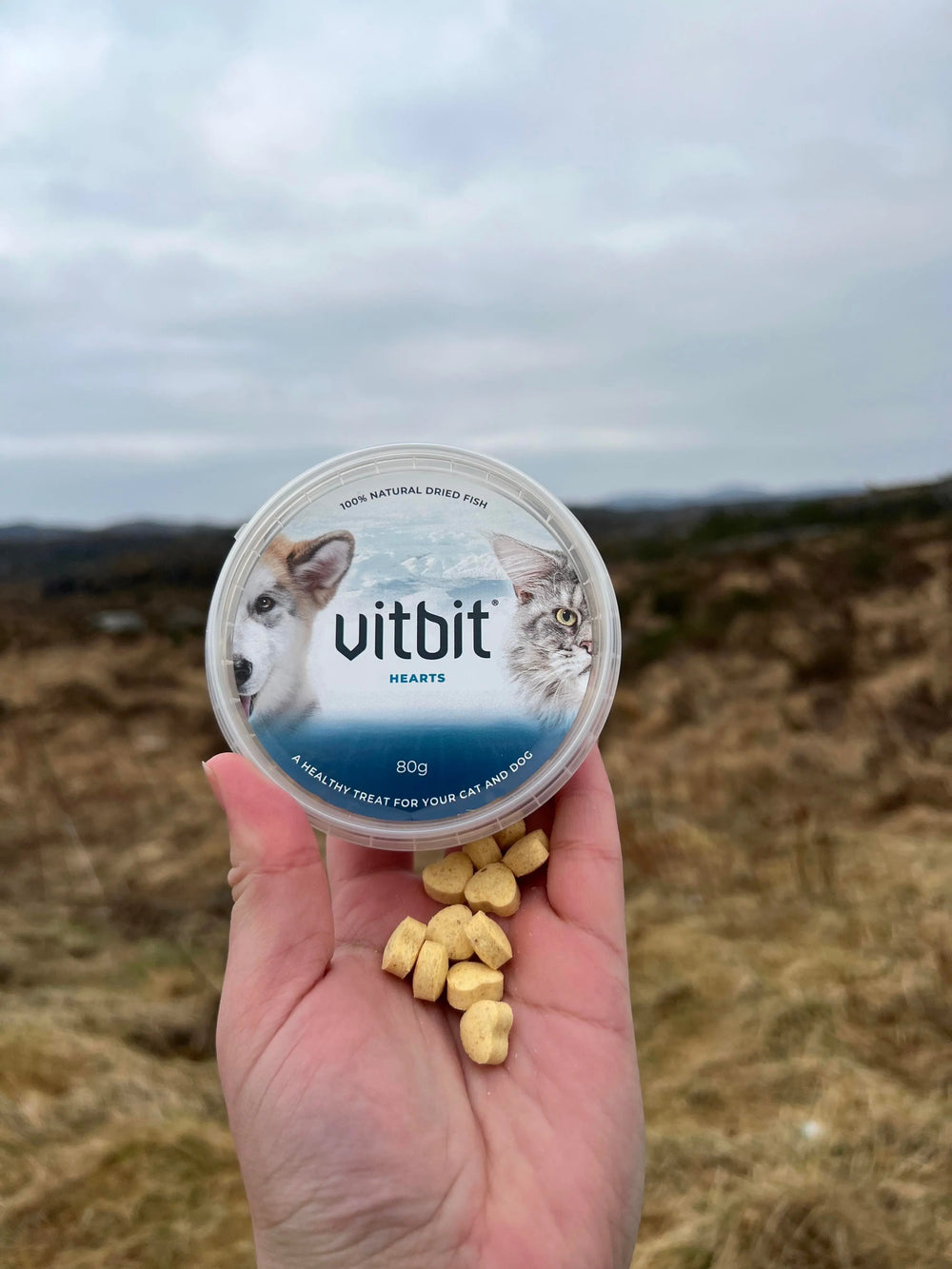 Vitbit Hearts 80g 100% Naturlig Tørket Fisk  |  Pawesomeday