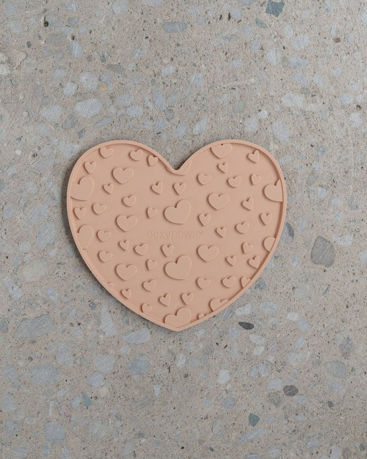 Heart Shaped Enrichment Lick Mat in Blush Pink  |  Pawesomeday